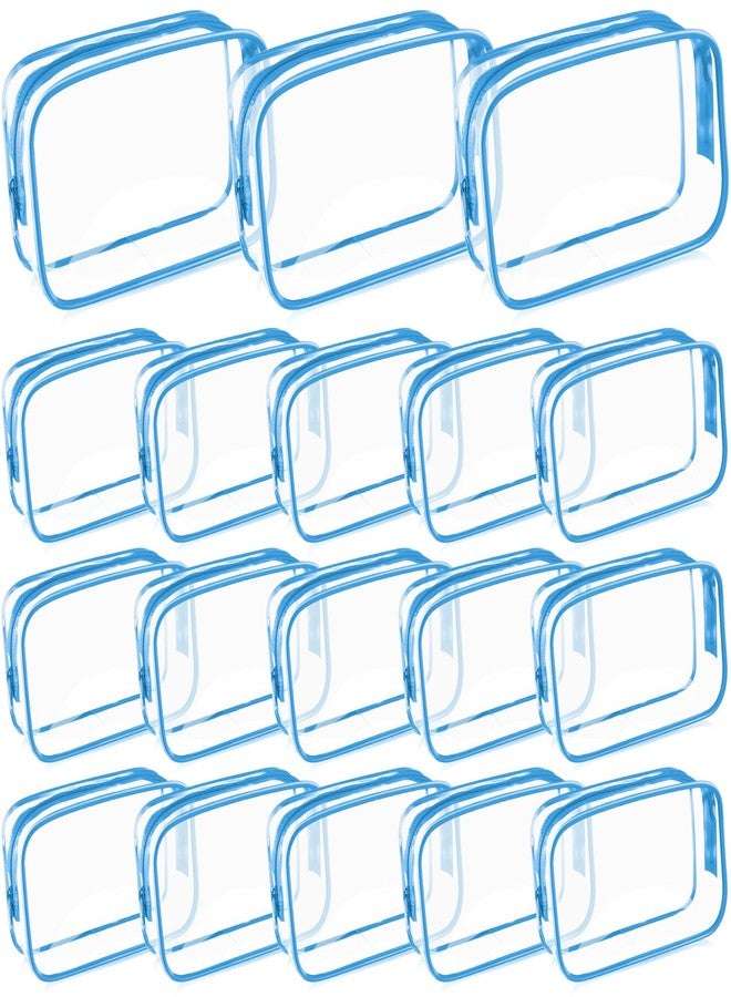 Saintrygo 18 Pack Clear Makeup Bags 7 x 5 PVC Cosmetic Bag Plastic Zippered Pouches Portable Toiletry for Women Men Travel Vacation Bathroom Organizing(Clear Color, Blue Border) - Image 1